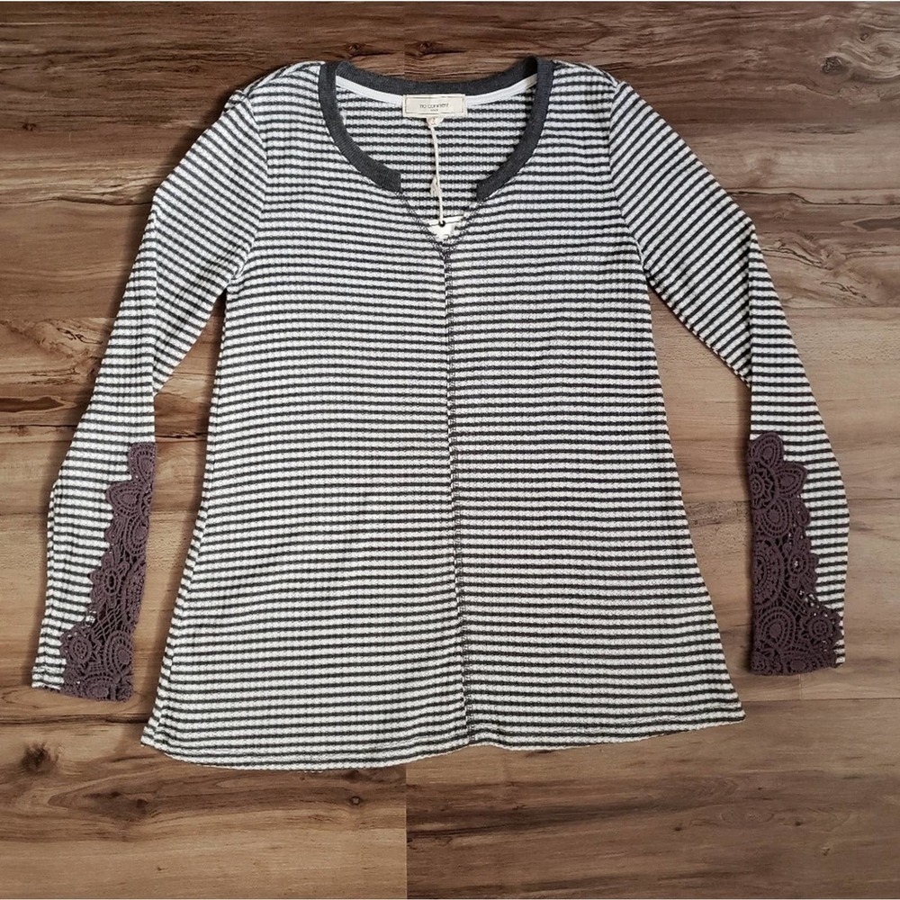 Long Sleeve Top With Embroidered Cuffs - Picture 2 of 5